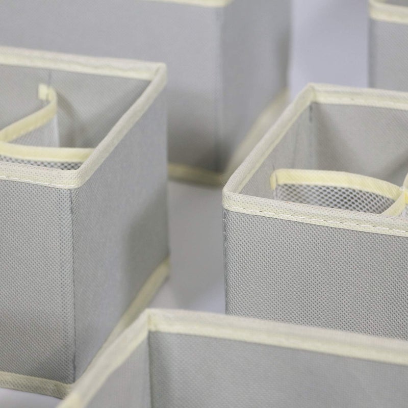 TENABORT Set of 12 Foldable Drawer Organizer Dividers Cloth Storage Box Closet Dresser Organizer Cube Fabric Containers Basket Bins for Underwear Bras Socks Panties Lingeries Nursery Baby Clothes Grey NN246 - Image 4